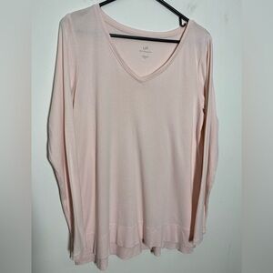 J Jill Size Medium Light Pink 100% Pima Cotton V-Neck Long Sleeve Tee Tunic